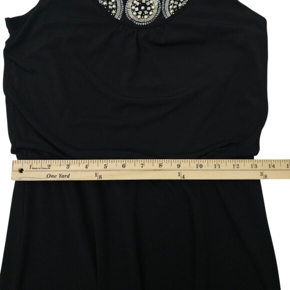 White House Black Market Beaded Neck Tank Dress XS Boho Embellished Cocktail LBD - Picture 7 of 16